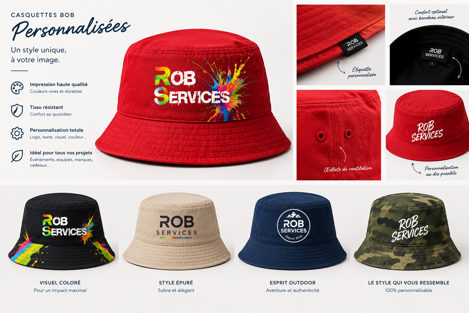 ACCUEIL casquettes BOB personnalisés